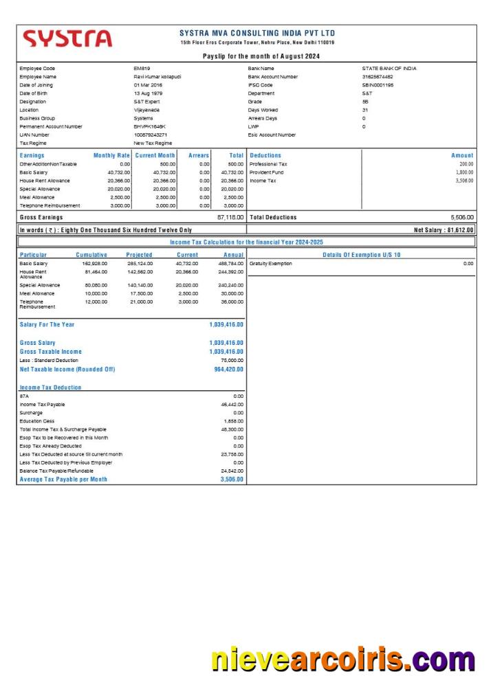 Systra MVA Consulting India payslip